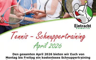 Schnuppertraining im April 2026 – Jetzt Tennis in Emmerich ausprobieren!